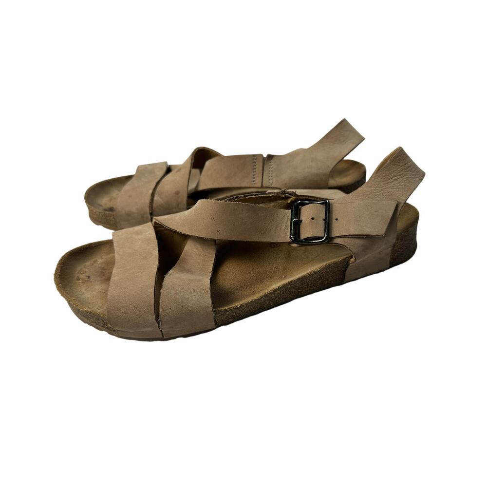Haflinger Brown Tan Strappy Sandals Size 39 US 8.5 Comfort Leather Casual